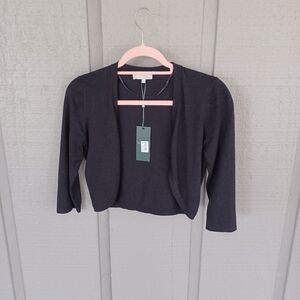 Hobbs Carrie Bolero Crop Cardigan Size XS Women Preppy Open Front In Black